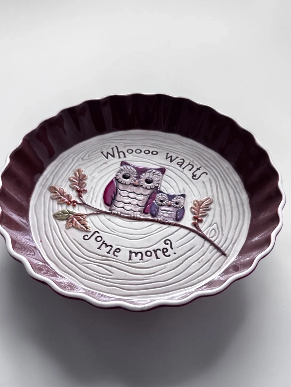 Grasslands Road Owl Pie Plate Whooo Wants Some More Ceramic Fall Serving Dish